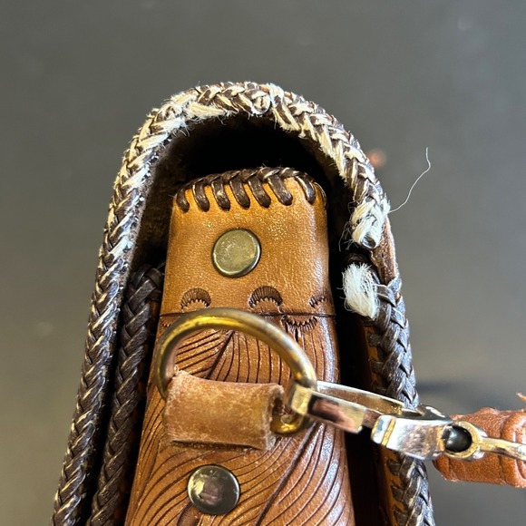 Vintage 1960's-70's Leather Tooled Purse - Western Cowgirl Purse Vintage VTG - Picture 8 of 14